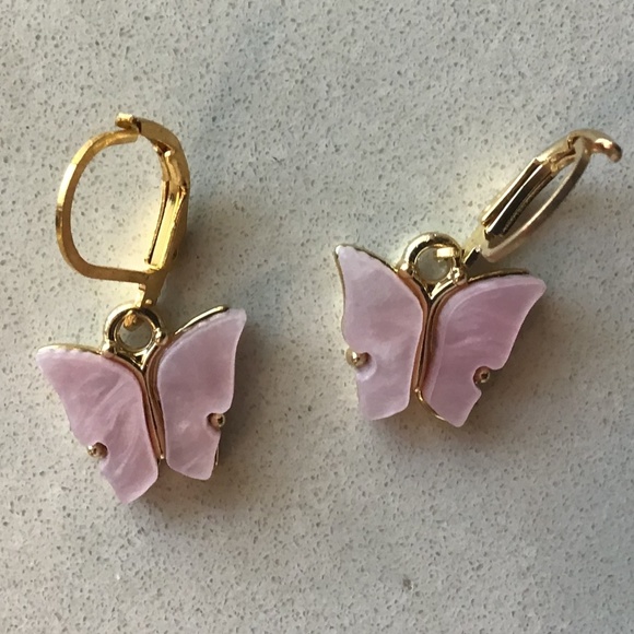 Pink Butterfly Earrings - Picture 4 of 5